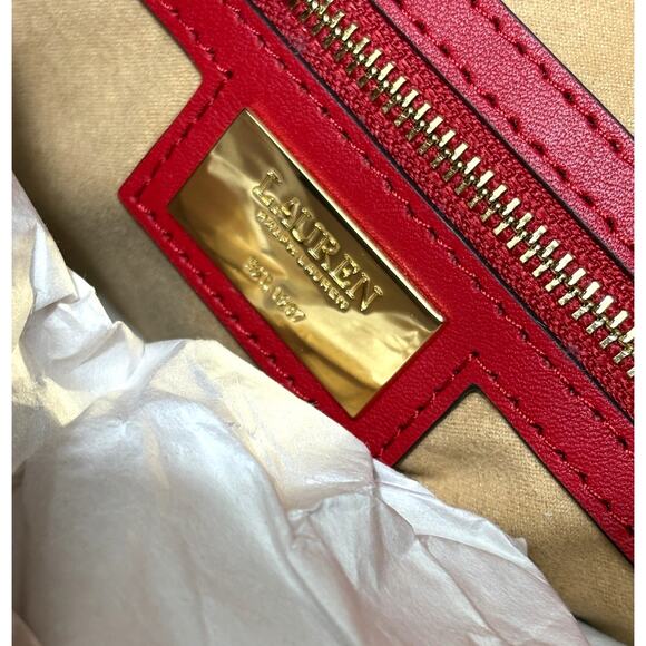 Lauren Ralph Lauren KASSIE Small Leather Shoulder Crossbody Bag in Red NWT $295 - Picture 12 of 15